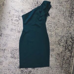 Jessica Howard One Shoulder Size 10 Deep Green Formal Cocktail Dress